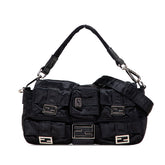 フェンディ マルチポケット バゲット ハンドバッグ ショルダーバッグ 2WAY 8BR808 ブラック ナイロン レザー レディース FENDI 【中古】